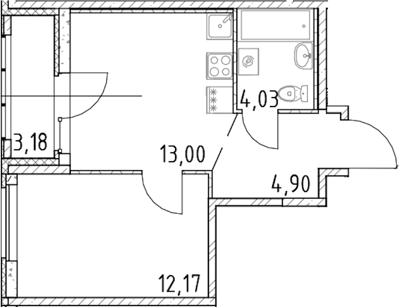 1-комнатная квартира 34.1 м², 18/23 эт., ЖК «Город Первых»